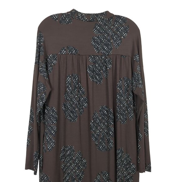 Masai Copenhagen Shift Dress Women’s Large Brown Black Floral Print Long Sleeve - Picture 7 of 16